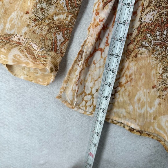 Chicos Tunic Top Women XL Asymmetrical Hem 3/4 Sleeve Leopard Roll‎ Tab Chiffon - Picture 14 of 16